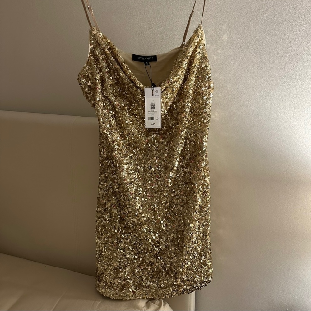 Brand New Gold Sequin Mini Dress from Dynamite